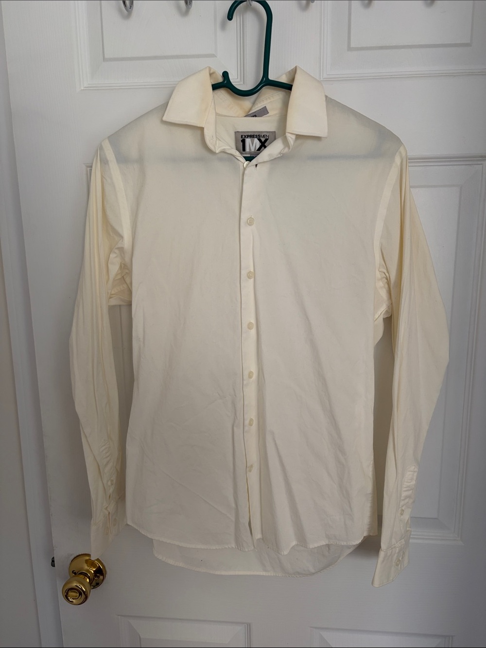 Express Men’s Cream Button-Down Dress Shirt - Size M